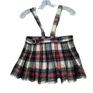 VTG Pure Wool Britain United Kingdom Plaid Kilt Skirt Size 4 Bibs 4T Heathlyn